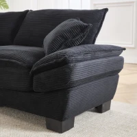 Modernes 2-Sitzer-Stoffsofa, für Wohnzimmer/Schlafzimmer/Büro, 224 x 81 x 81 cm, Schwarz(m-8)