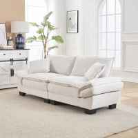 Modernes 2-Sitzer-Stoffsofa, für Wohnzimmer/Schlafzimmer/Büro, 224 x 81 x 81 cm, Beige(m-5)