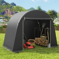 Outsunny 8 x 4 ft Garden Storage Tent, Waterproof Bike Tent with Roll-up Zipper Door and Galvanised Metal Frame, Dark Grey(m-7)