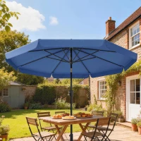 Outsunny 3 m Garden Parasol with Tilt Mechanism & Crank Handle, UPF 30+ Patio Umbrella Outdoor Table Umbrella, Dark Blue(m-2)