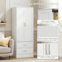 HOMCOM Szafka kuchenna Bufet z 2 drzwiami, 8 półkami drzwiowymi, 2 szufladami, Wysoki szafka z regulowanymi półkami, Nowoczesny schowek na zapasy do salonu, Biały, 60 x 40 x 159 cm(m-7)