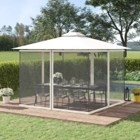 Outsunny Moustiquaires pour tonnelle barnum pavillon de jardin 3 x 4 m - lot de 4 moustiquaires zippées + crochets d'attaches(m-10)