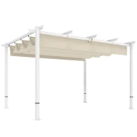 Outsunny Pergola 3 x 4 m z przesuwanym dachem, magnetycznymi zamknięciami, UV30+, kolor beżowy(m-1)
