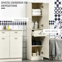 Homcom Dulap de baie 150 cm – Lemn cu Sertar si Raft Reglabil(m-4)