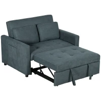 HOMCOM Loveseat Sofa Bed, Convertible Bed Settee with 2 Cushions, Side Pockets for Living Room, Dark Grey(m-11)
