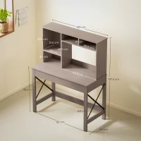 HOMCOM Scrivania per Computer Moderna con Ripiani Aperti, Scrivania con Libreria in Legno, Tavolo Porta PC per Computer, per Ufficio, Studio e Camera da Letto, 105x50x137.5cm, Marrone(m-3)
