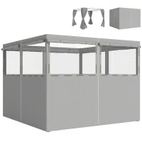 Outsunny 4 Seitenwände für Pavillon 3x3 m Pavillon-Seitenwände mit 8 Fenstern UV-Schutz 30+ Wasserdicht Hellgrau(m-7)