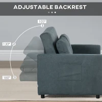 HOMCOM Loveseat Sofa Bed, Convertible Bed Settee with 2 Cushions, Side Pockets for Living Room, Dark Grey(m-5)