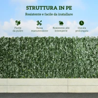 Outsunny Rotolo di Siepe Finta per Balcone e Giardino in PE con Foglie di Edera, 300x100 cm, Verde Scuro(m-4)