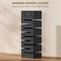 HOMCOM Stojak na parasole, metalowy stojak na parasole, wolnostojący stojak z haczykami i tacką ociekową, miejsce na 8 parasoli, czarny(m-7)