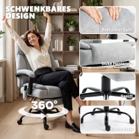 HOMCOM Hoge rug massage-bureaustoel met vibratie, warmtefunctie, verstelbare rugleuning, voetensteun, afstandsbediening, grijs(m-8)