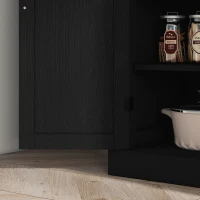 HOMCOM Meuble de Cuisine Haut avec 6 Étagères Réglables et 4 Portes en Bois, 76x40,5x184 cm, Noir(m-4)