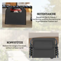 Outsunny Transat pliant portable pour jardin avec dossier réglable sur 5 positions, matelas rembourré, appui-tête(m-4)