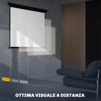 HOMCOM Telo per Proiettore 84" Formato 4:3, Angolo di 160° e Montaggio a Soffitto o Parete, Nero(m-6)