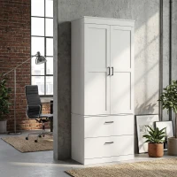 Szafka kuchenna, wysoka, regulowane półki, 2 szuflady, kremowa(m-3)