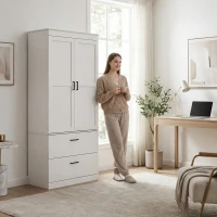 Szafka kuchenna, wysoka, regulowane półki, 2 szuflady, kremowa(m-17)