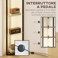 HOMCOM Lampada da Terra con 5 Ripiani e Luce LED, 3 Livelli di Luminosità e Interruttore a Pedale, Nero(m-6)