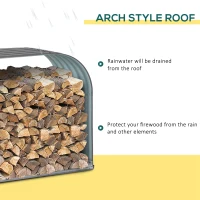 Outsunny Firewood Rack Wood Rack, weather-resistant, Steel, 212 cm x 46 cm x 112 cm, Gray(m-4)