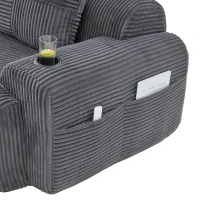 Modulares 2-Sitzer-Cordsofa, mit Getränkehalter und Seitentasche, 200 x 99 x 80 cm, Dunkelgrau(m-8)