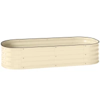 Outsunny Galvanised Raised Garden Bed, Metal Planter Box with Safety Edging, for Flowers, Herbs, Succulents, Cream White(m-1)