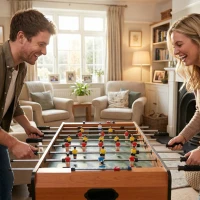 HOMCOM Mini babyfoot, table de baby-foot, en MDF, 22 joueurs, 2 balles, 2 panneaux de scores, 84,5L x 40l x 61,2H cm(m-8)