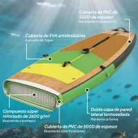 Outsunny Tabla Paddle Surf Hinchable SUP Extra Largo de 335 cm con Asiento Remo Convertible Aletas Bomba y Mochila Carga 180 kg(m-4)
