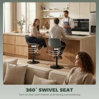 HOMCOM Bar Stools Set of 2, Modern Swivel Barstools with Footrest for Kitchen Island and Dining Room, Green(m-5)
