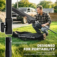 Outsunny Parasol rechthoekige balkonparasol met 3-voudige kanteling en draaimechanisme strandparasol met 8 ribben 183x122x222 cm donkergrijs(m-5)