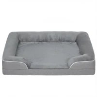 PawHut Cama para Perros Medianos Cama para Gatos con Base Antideslizante Funda Extraíble y Lavable 91,5x68,5x16,5 cm Gris(m-1)