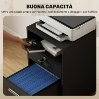 Vinsetto Cassettiera da Ufficio Portadocumenti in Legno con 2 Cassetti e Ripiano Aperto, 39x40x65 cm, Nero(m-4)