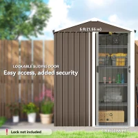Outsunny Metalowy Składzik Ogrodowy 1,1 m², Schowek z Dwuspadowym Dachem, Przesuwnymi Drzwiami i Rękawicami, 136 x 87 x 179 cm(m-5)