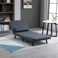 HOMCOM Linen Chair Bed, 3-in-1 Convertible Sleeper Chair with Adjustable Backrest, Pillow, for Living Room, Bedroom, Dark Grey(m-11)