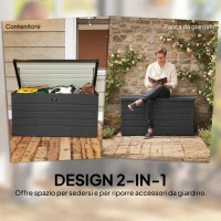 Outsunny Panca Baule Contenitore da Giardino con Chiave, Cassapanca Moderna in Acciaio, Grigio, 120x62x62cm(m-4)