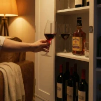 HOMCOM Szafka kuchenna Bufet z 2 drzwiami, 8 półkami drzwiowymi, 2 szufladami, Wysoki szafka z regulowanymi półkami, Nowoczesny schowek na zapasy do salonu, Biały, 60 x 40 x 159 cm(m-10)