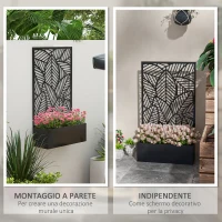 Outsunny Fioriera Rialzata con Spalliera Decorativa per Rampicanti da Terra e Parete in Metallo, 61x23x113 cm, Nero(m-4)