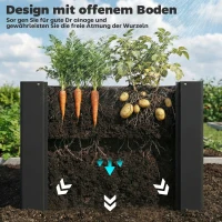 Outsunny Verhoogde plantenbak met open bodem, versterkte stang en handschoenen, 102 x 52 x 55 cm, zwart(m-5)