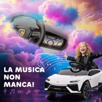 AIYAPLAY Macchina Elettrica per Bambini Licenza Lamborghini con Clacson e Telecomando, 101.5x49x43 cm, Bianca(m-8)