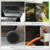 Grill gazowy 3 KW, 3+1 palniki, stal nierdzewna, boczny palnik(m-7)