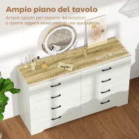 HOMCOM Cassettiera 8 Cassetti Moderna in Legno, 140x40x86 cm, Noce e Grigio Chiaro(m-5)