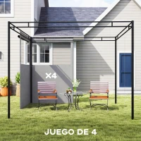 Outsunny 4 Paredes Laterales para Cenador 3x3 m Laterales de Carpa con 8 Ventanas Protección UV 30+ Impermeable Gris Claro(m-4)