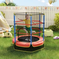 HOMCOM Trampolino per Bambini con Tappeto Elastico, Rete di Sicurezza e Pali Imbottiti, Età 3-10 Anni, Blu(m-2)