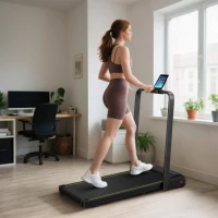 SPORTNOW Tapis de marche 2 en 1, tapis de course pliable Inclinaison à 10% 6 KM/H, moteur 2,0 HP, télécommande 109x48x100cm noir(m-2)