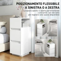 HOMCOM Set di 2 Comodini con 2 Cassetti e Ripiano Aperto Moderni e Salvaspazio, 25x30x65 cm, Bianco(m-6)