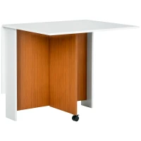 HOMCOM Mesa de Sala de Jantar Dobrável com Rodas Mesa Multifuncional para Sala de Jantar 120x80x73cm Branco e Teca(m-10)