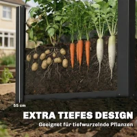 Outsunny Verhoogde plantenbak met open bodem, versterkte stang en handschoenen, 102 x 52 x 55 cm, zwart(m-4)