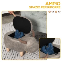 HOMCOM Pouf Contenitore a Forma di Bufalo, Pouf Moderno da Salotto, Sgabello Poggiapiedi, Struttura in Legno, Seduta Imbottita, 62x35x36cm, Marrone(m-5)