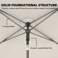 Outsunny Parasol 183 x 122 cm, Waterafstotend Balkonparasol met 3-standen Kanteling en Draaimechaniek met 8 Spaken, Beige(m-7)