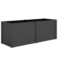 Outsunny Bac surélevé en acier galvanisé, 150 x 53 x 55 cm, jardinière d'extérieur avec séparateur, Noir(m-7)