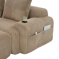 Modulares 2-Sitzer-Cordsofa, mit Getränkehalter und Seitentasche, 200 x 99 x 80 cm, Khaki(m-8)