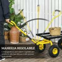 Outsunny Carrello da Giardino in Acciaio con Capacità 150 kg e Maniglia Rivestita, 94x48.5x100 cm, Giallo e Nero(m-4)